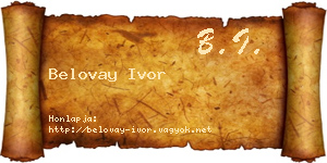 Belovay Ivor névjegykártya